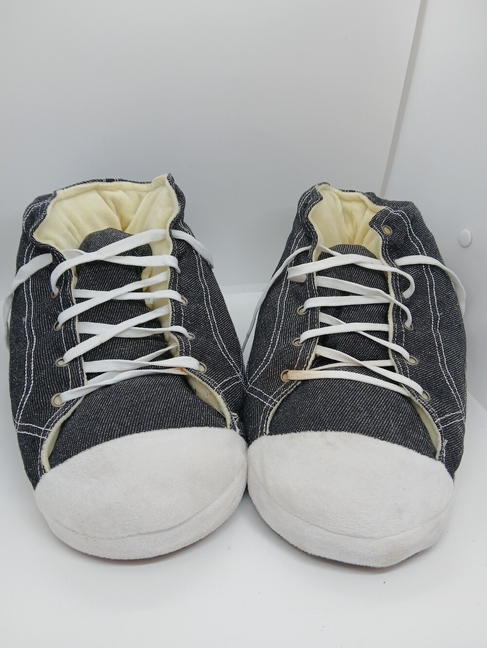 Black High Top Sneaker Plush Slippers Novelty Canvas House Shoe EU 36-46 Unisex